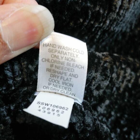 J. Jill Black Long Sleeves Chenille Winter Sweater Sz Medium Petite - Picture 7 of 7